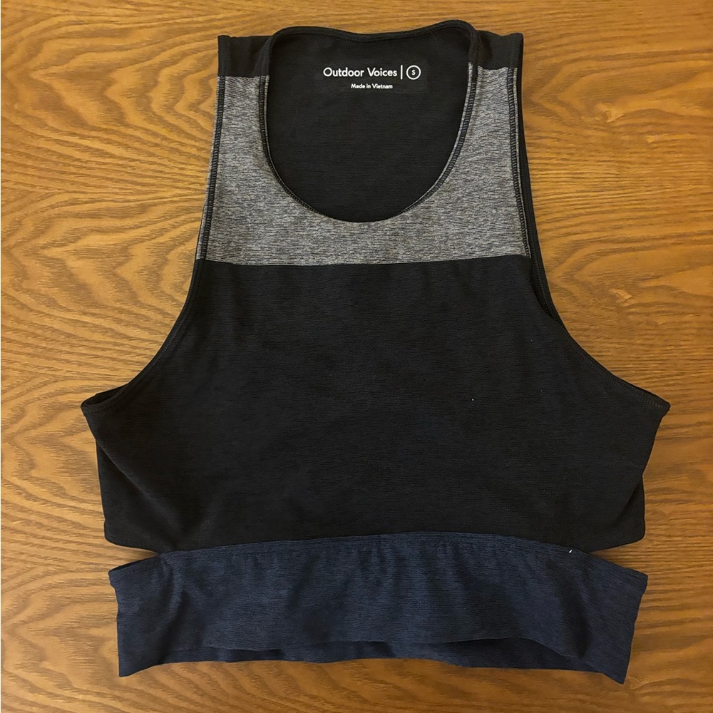 Outdoor Voices Tri-Tone Slashback Crop Top